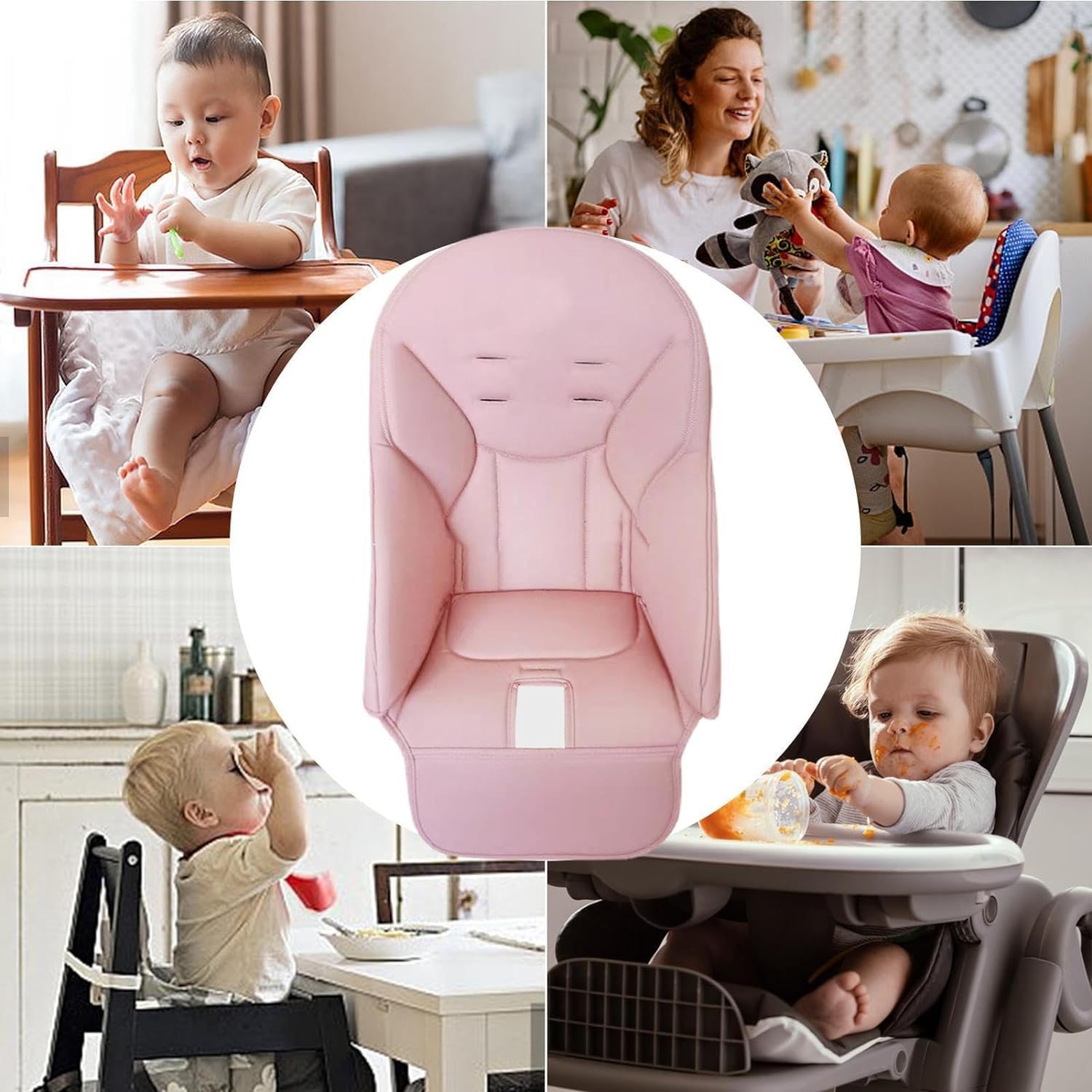 Cuscino per Seggiolone, Fodera per Sedia da Pranzo per Bambini, Imbottitura Seggiolone in Pelle PU, Morbido E Confortevole, Copriseggiolone Universale per Peg Perego, Baoneo, Kosmic Jan, Siesta Zero3