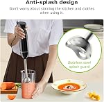 Bonsenkitchen Mélangeur de mains, mélangeur d'immersion avec 2 Vitesse de mélange, Mélangeur électrique à main Mélangeur de bâton portable avec des lames en acier inoxydable pour soupe, smoothie, purée, aliments pour bébés
