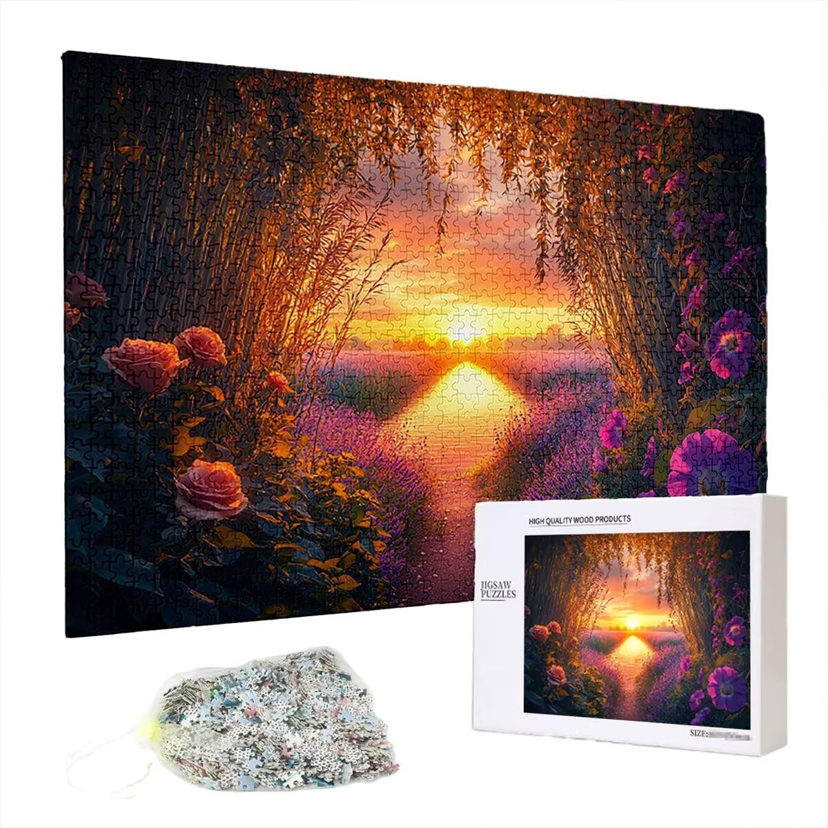 Puzzle 5000 elementów, krajobraz, zachód słońca, 5000 elementów, drewniane puzzle dla dorosłych, trudna łamigłówka, gra logiczna dla całej rodziny, dekoracja pokoju, prezenty dla kobiet G-36