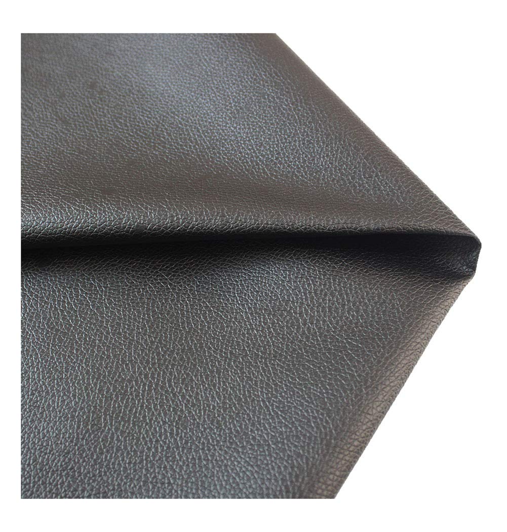 Tissu simili cuir d'ameublement noir grainé 1.38x10m pour DIY et réfection