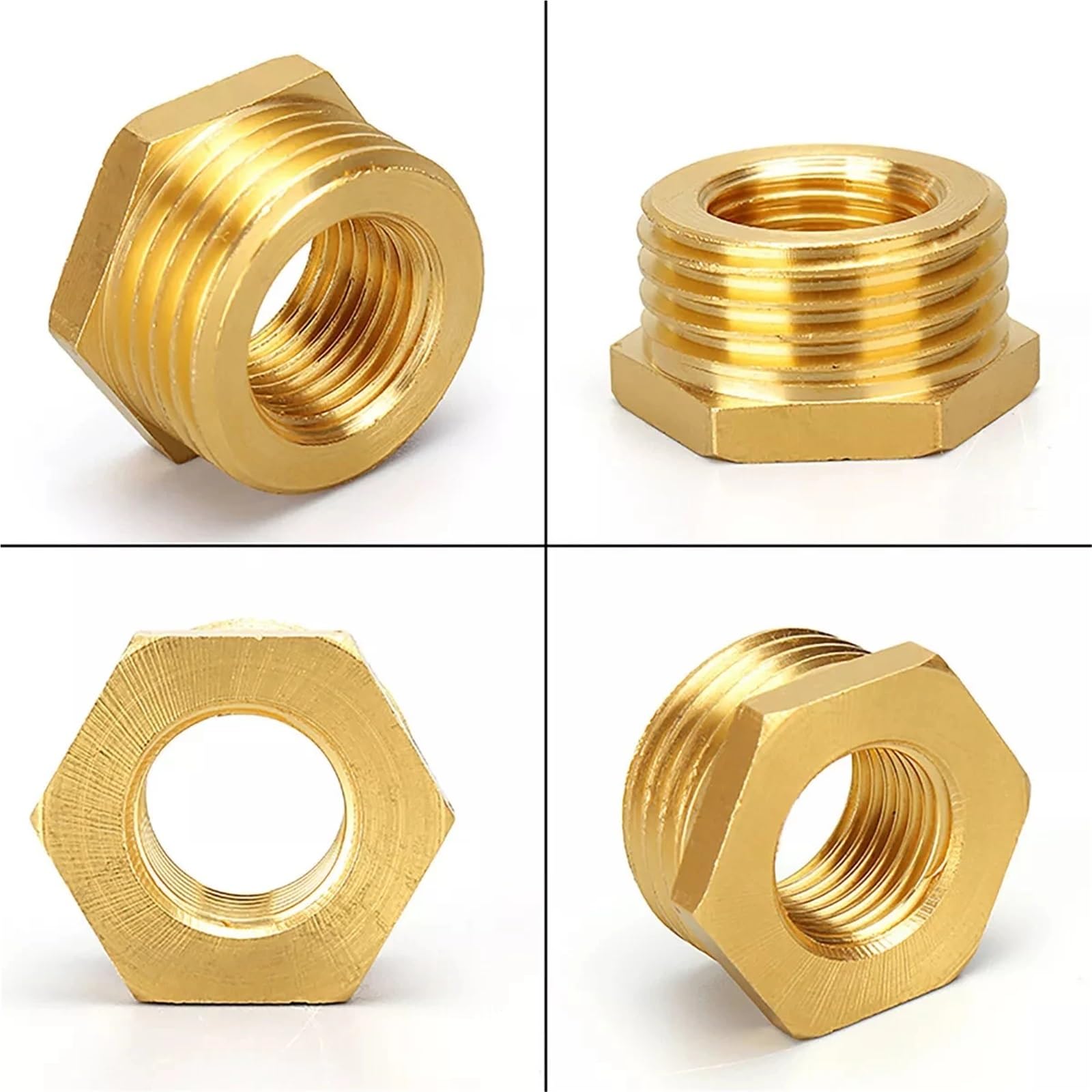 Buje adaptador de latón BSP macho a hembra (1/8”-1”) for sistemas combustible, agua, gas y aceite Para Plomería Industr