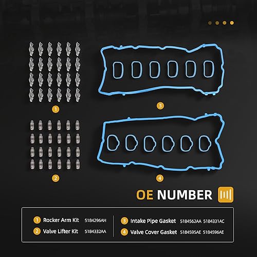 Miniatura 5 de Kit de árboles de levas de motor con elevadores de brazo basculante, para Jeep Wrangler Grand Cherokee Grand Caravan, para Dodge Durango Charger