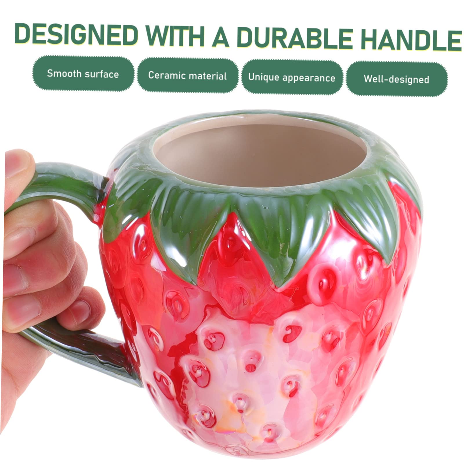 Porcelana Cocina Bebida Desayuno Té Cereal Cerámica Fresa Multi Jugo Sopa portátil Uso Taza Oficina Lindo Latte (15X11X11CMx2pcs)