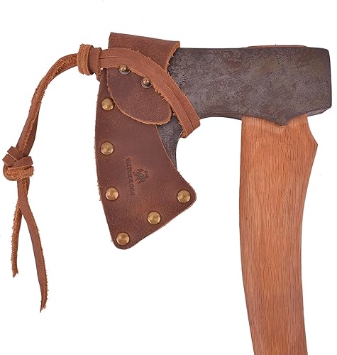 Funda de cuero para hacha, funda de piel de búfalo para la cabeza del hacha con trabillas para cinturón, protector de hacha (hoja A: 3 pulgadas ~ 3