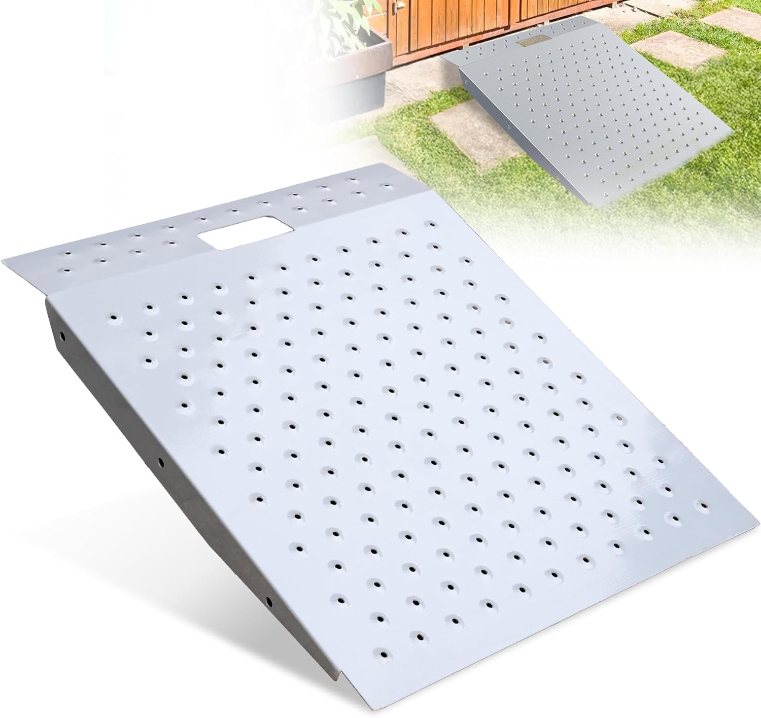 Shed Ramp 1PC, Loading Ramp for Riding Mower, 29" L x24 W, 750 lbs Capacity, Shed Storage Ramps for Sheds, Garages, Barns, ATV, Lawnmower, Golf Cart, Sturdy Anti-Slip Ramps 29"L x 24"W