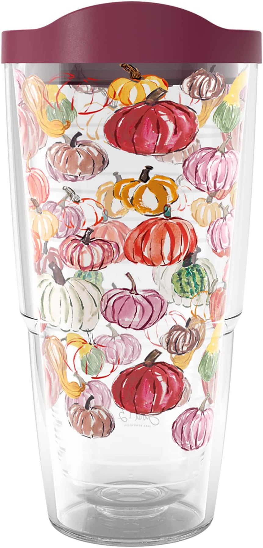 TervisSara Berrenson Fall Pumpkin Pattern Made in USA Double Walled Insulated Tumbler Cup Keeps Drinks Cold & Hot, 24oz, Classic