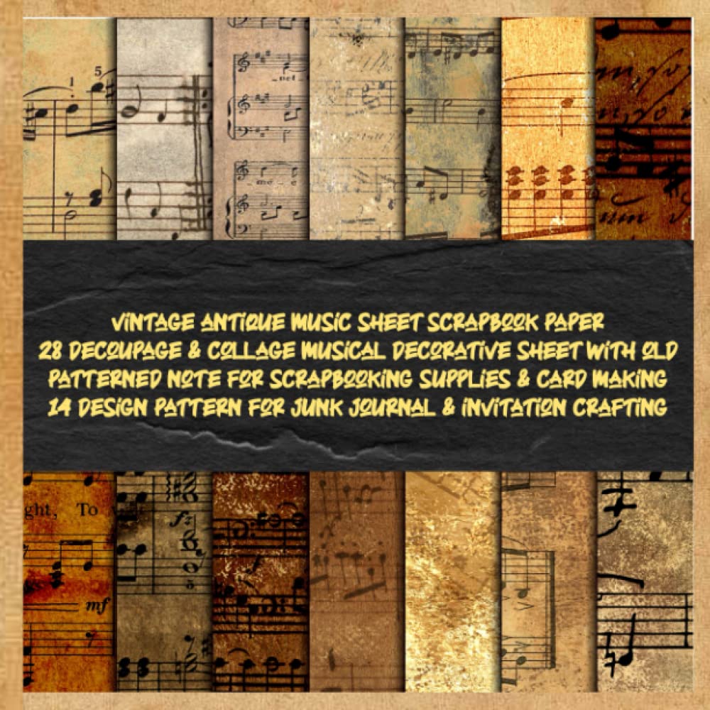 vintage antique music sheet scrapbook paper 28 decoupage & collage musical decorative sheet with old patterned note for scrapbooking supplies & card ... invitation crafting: designer collection pack