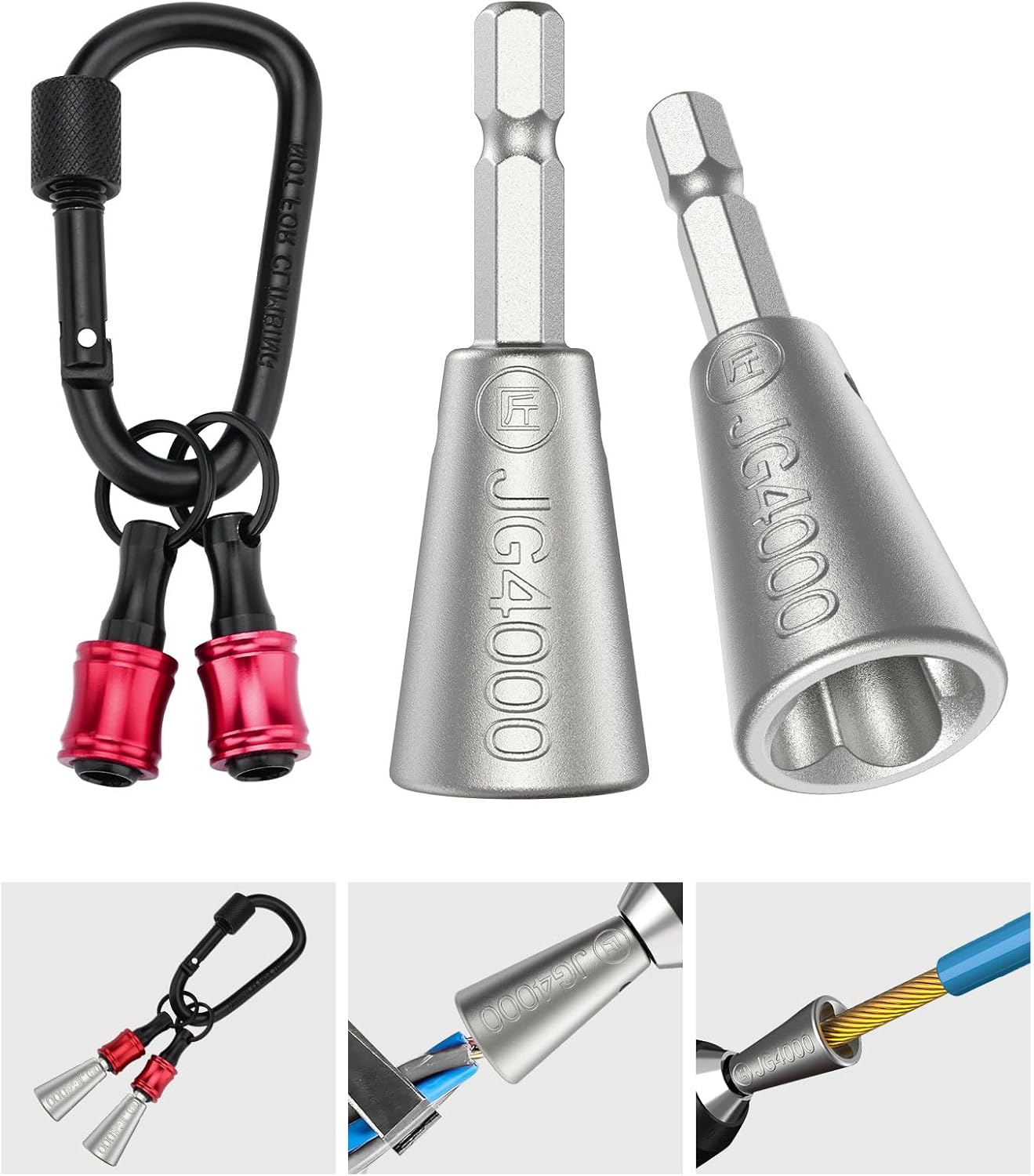 Katerk 2 pcs Wire Twister Tool for Drill with Bit Holder Keychain 1/4 in Fast Cable Wire Twisting Connector Kit for 9 to14 AWG 3 to 7 Ways Effortless Wire Nut Twister for Electrical Impact Power