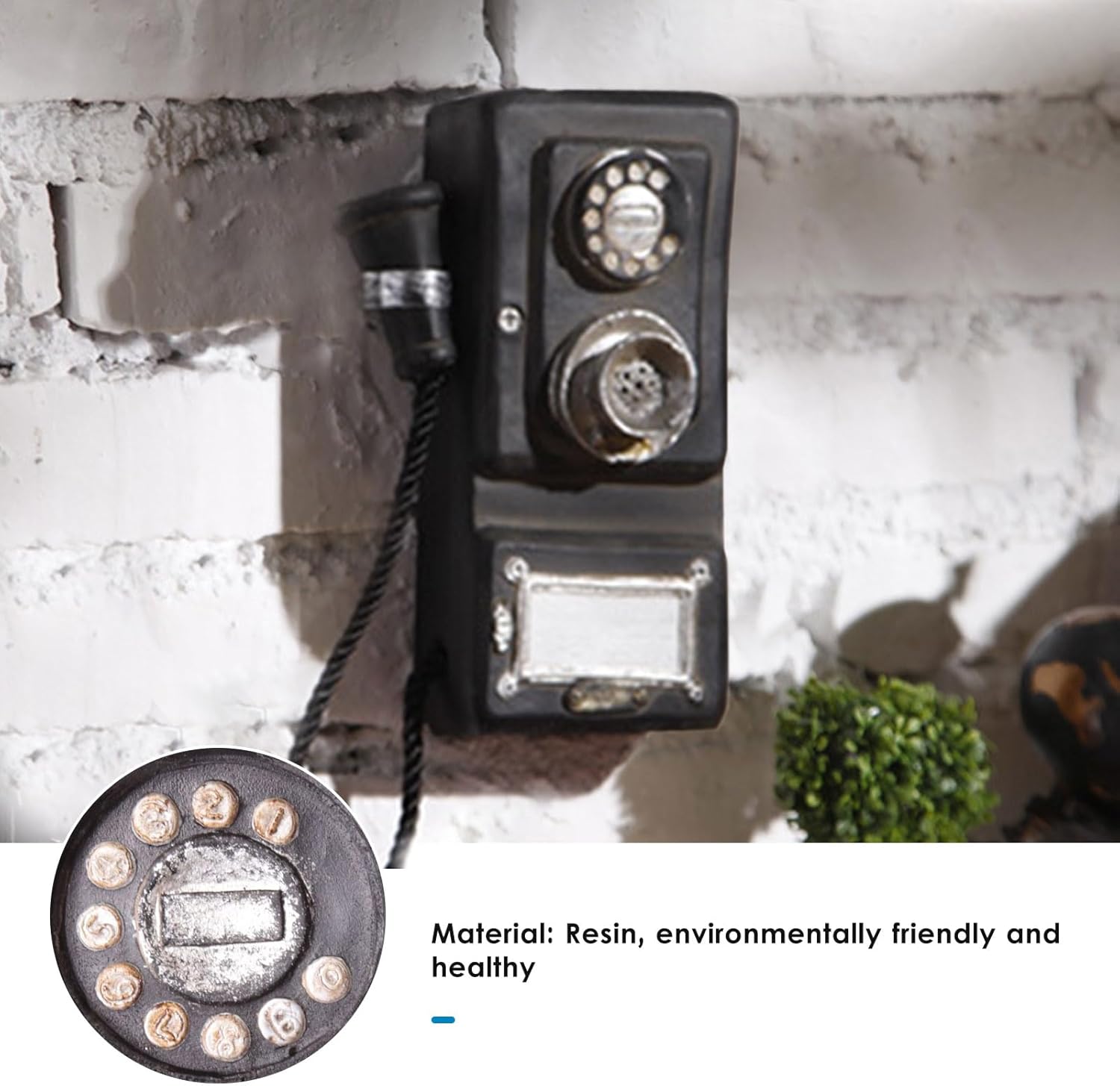 Decorative Telephones Wall Hanging Phone Model Decorate, Vintage Candlestick Phone Antique Telephone Decorative Telephones Model Landline Desk Telephone for Home Office Hotel, Black
