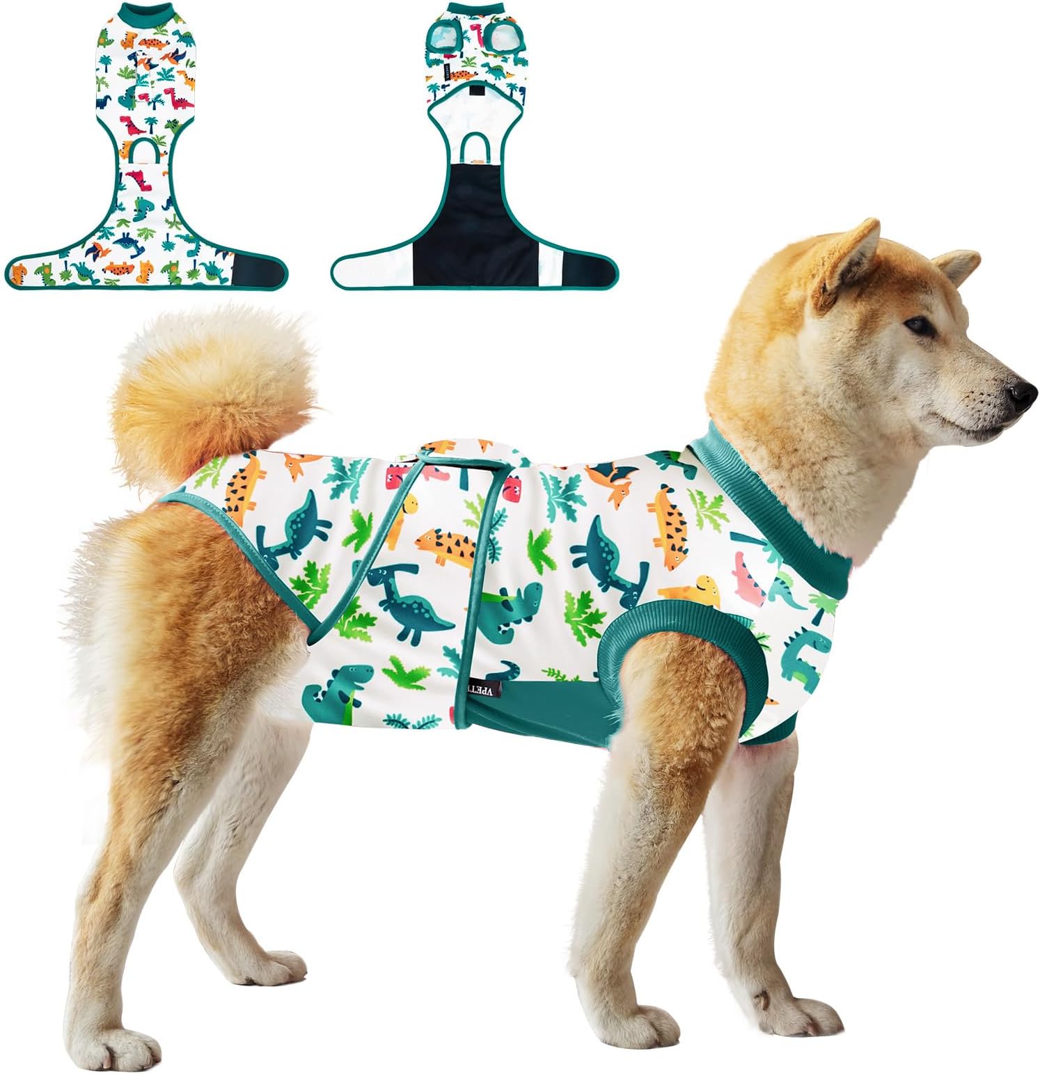 Dog Surgery Recovery Suit,Female Male Dog Onesie for Spay Neuter,Substitute E-Collar & Cone,Anti-Licking Breathable Onesie for Small Medium Large Dogs,Dinosaur M