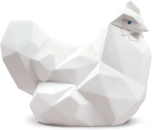 Lladro Bird Figurine: Hen in Matte White Porcelain