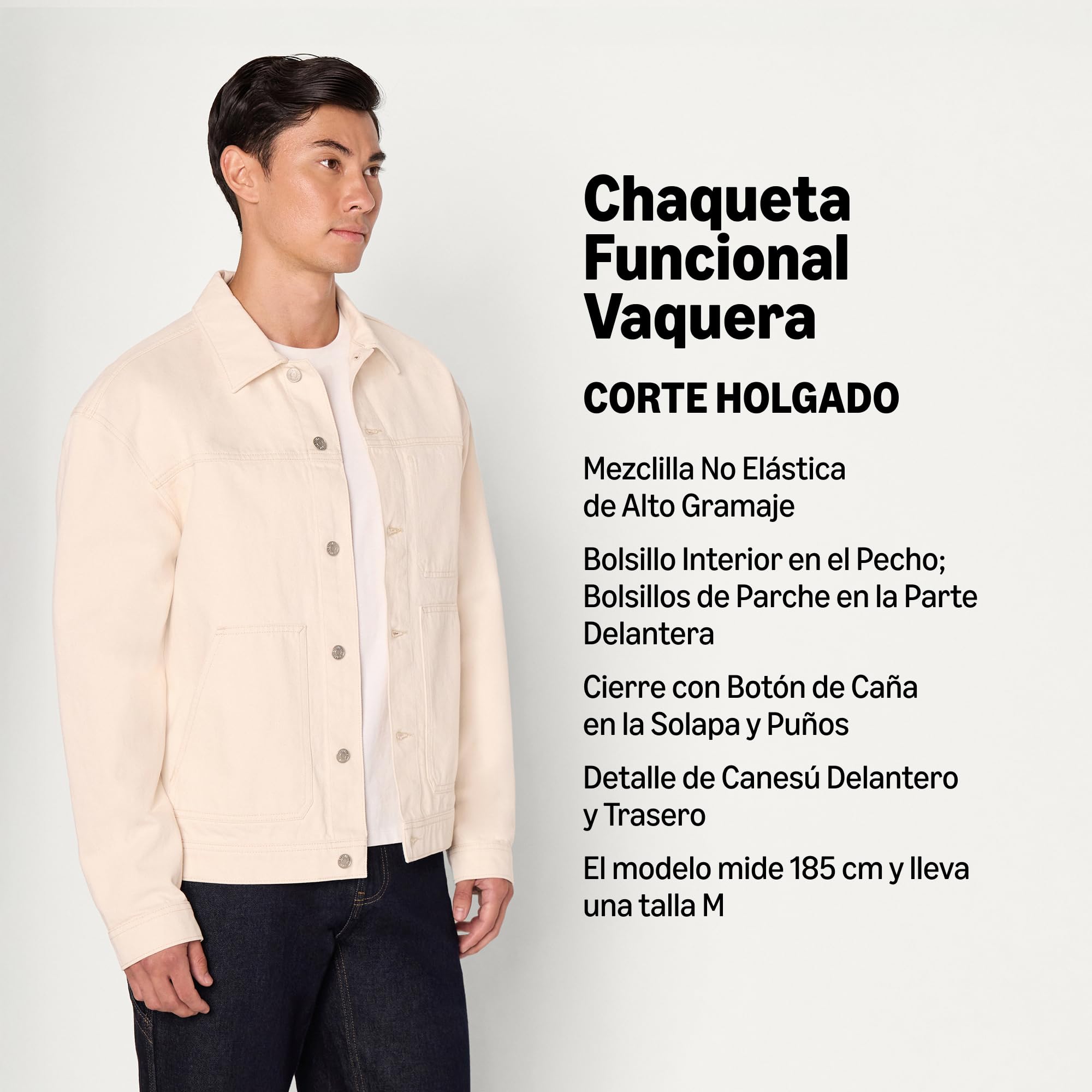 Amazon Essentials Hombre Chaqueta Funcional Vaquera Rígida de Corte Holgado