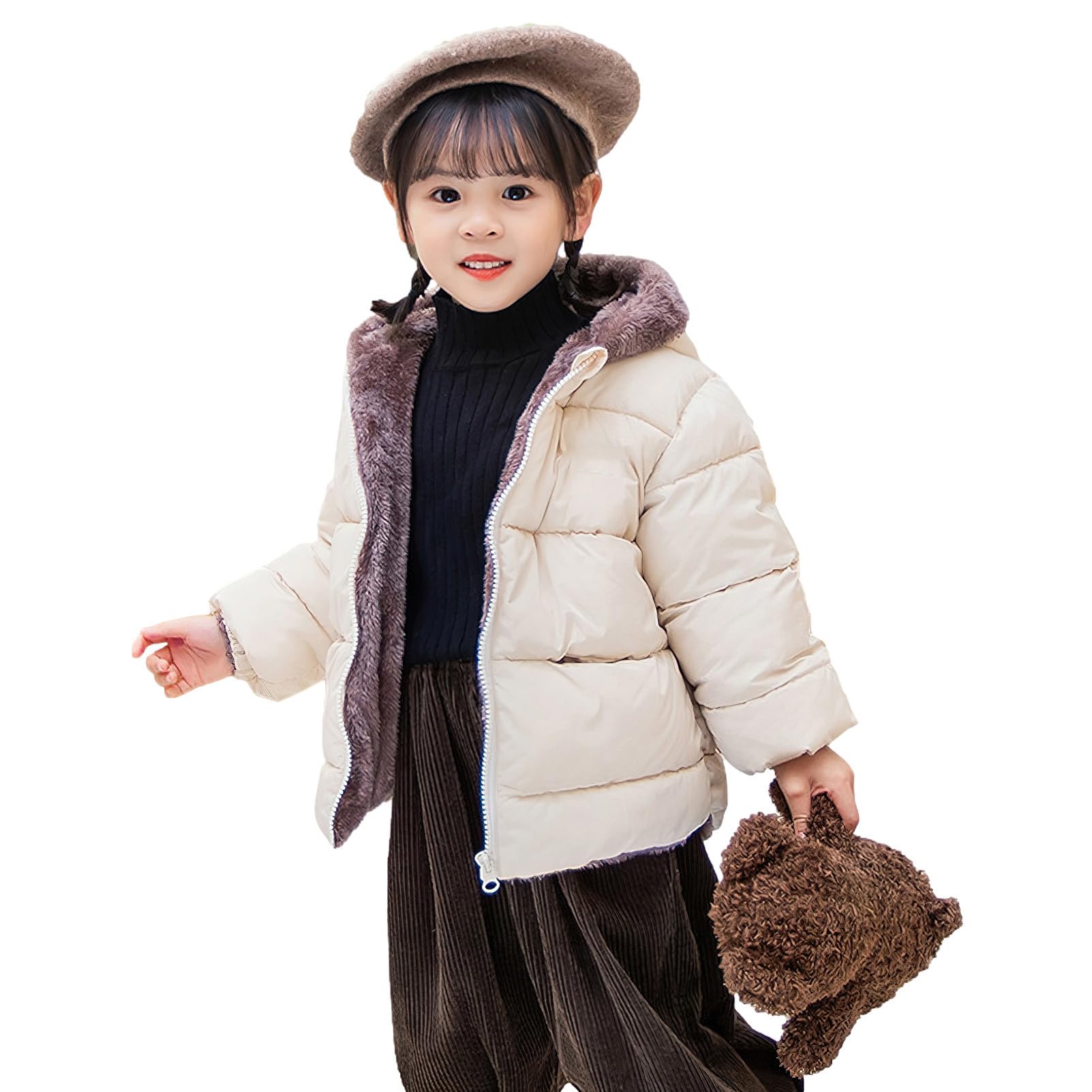 amropi Niños Niñas Chaqueta Forro Polar Abrigos con Capucha Parka Invierno Cálido Jacket por 1-6 años