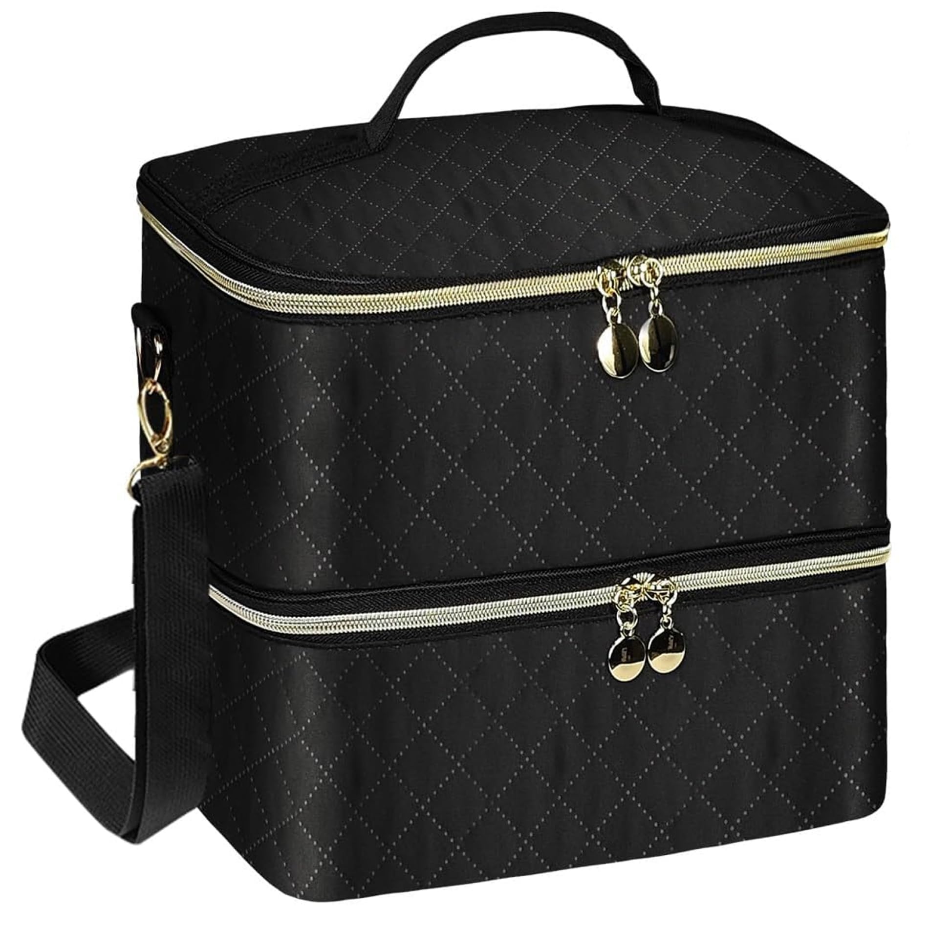 Estuche organizador de esmalte de uñas de doble capa para 40 botellas y lámpara 8