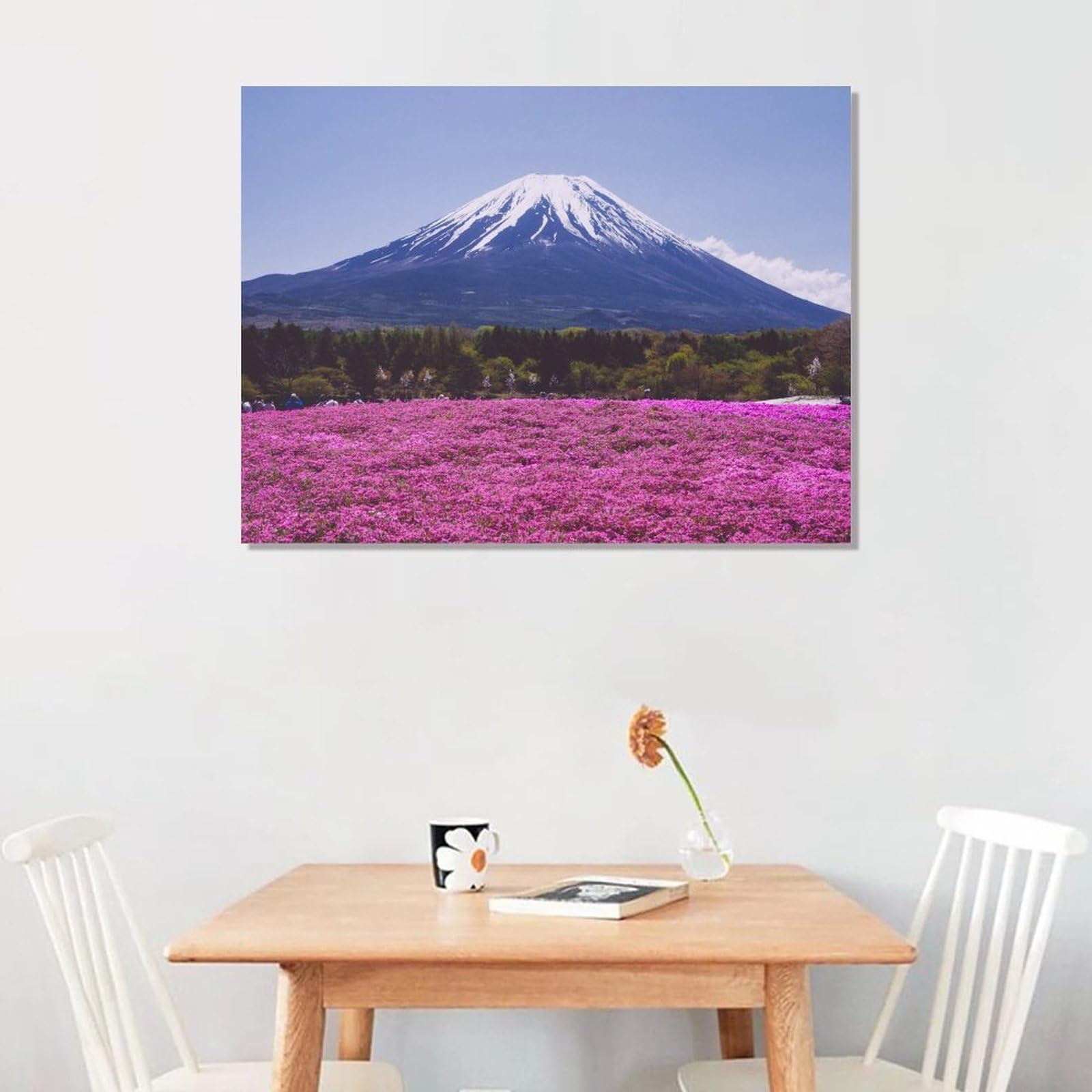 Amazon.co.jp: 絵画 富士山の前のピンクの花畑インテリア 絵画 日本の