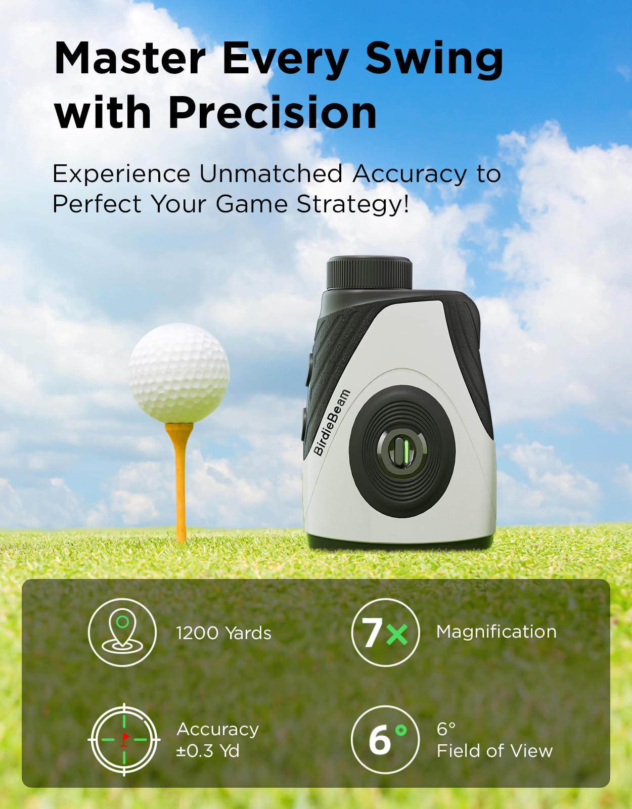 Télémètre de golf avec pente, télémètre laser 1200Y pour golf, grossissement 7x, verrouillage du drapeau avec vibration, aimant puissant, écran ultra clair, rechargeable USB-C, étanche