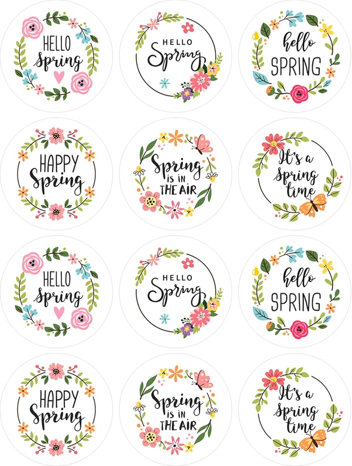 Amazon.com: Lucleag Hello Spring Stickers for Kids, Round Spring Flower ...