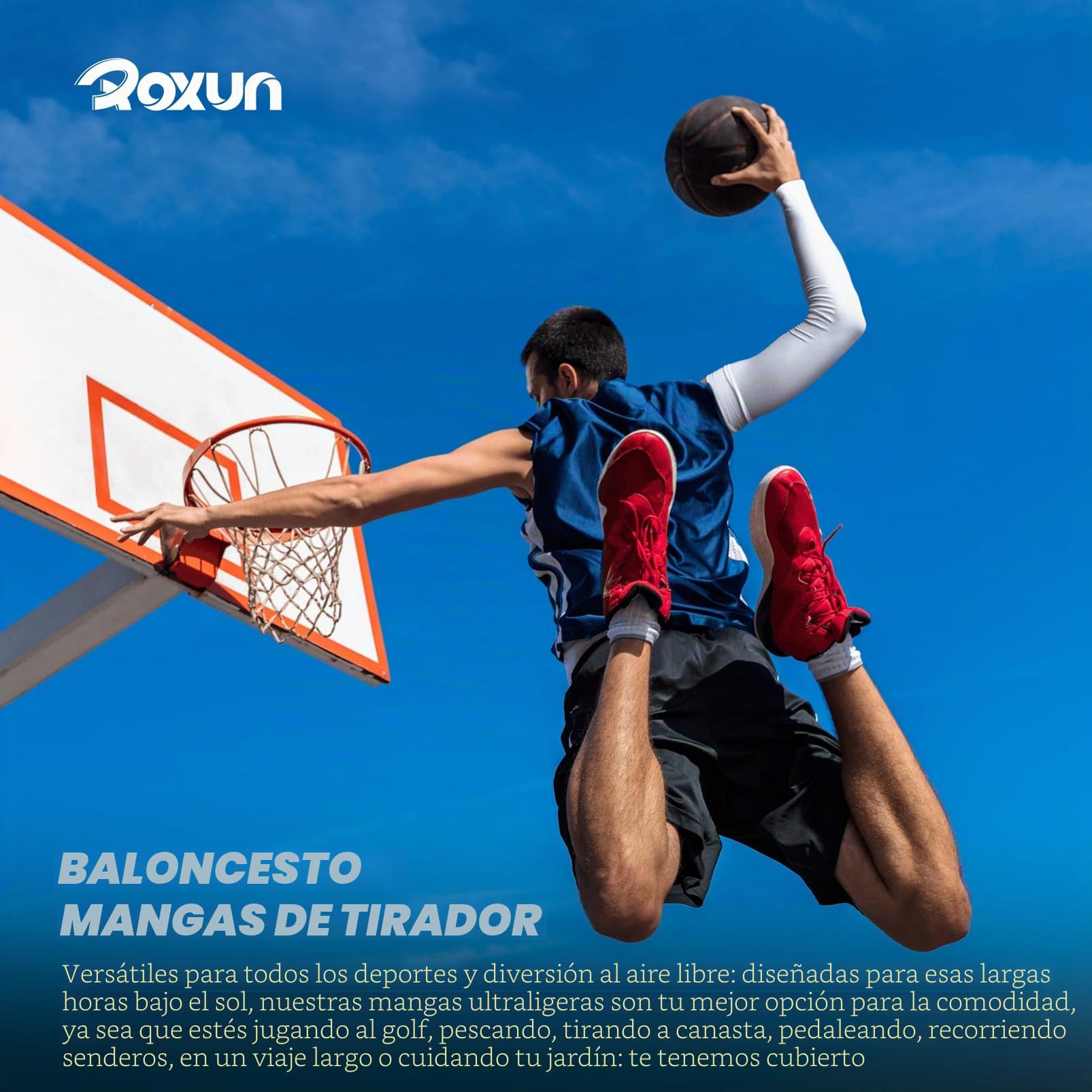 ROXUN 4 Pares Mangas para Brazos Protección Sol Manguitos Running Hombre Mujer Manga Compresión Ciclismo Voleibol