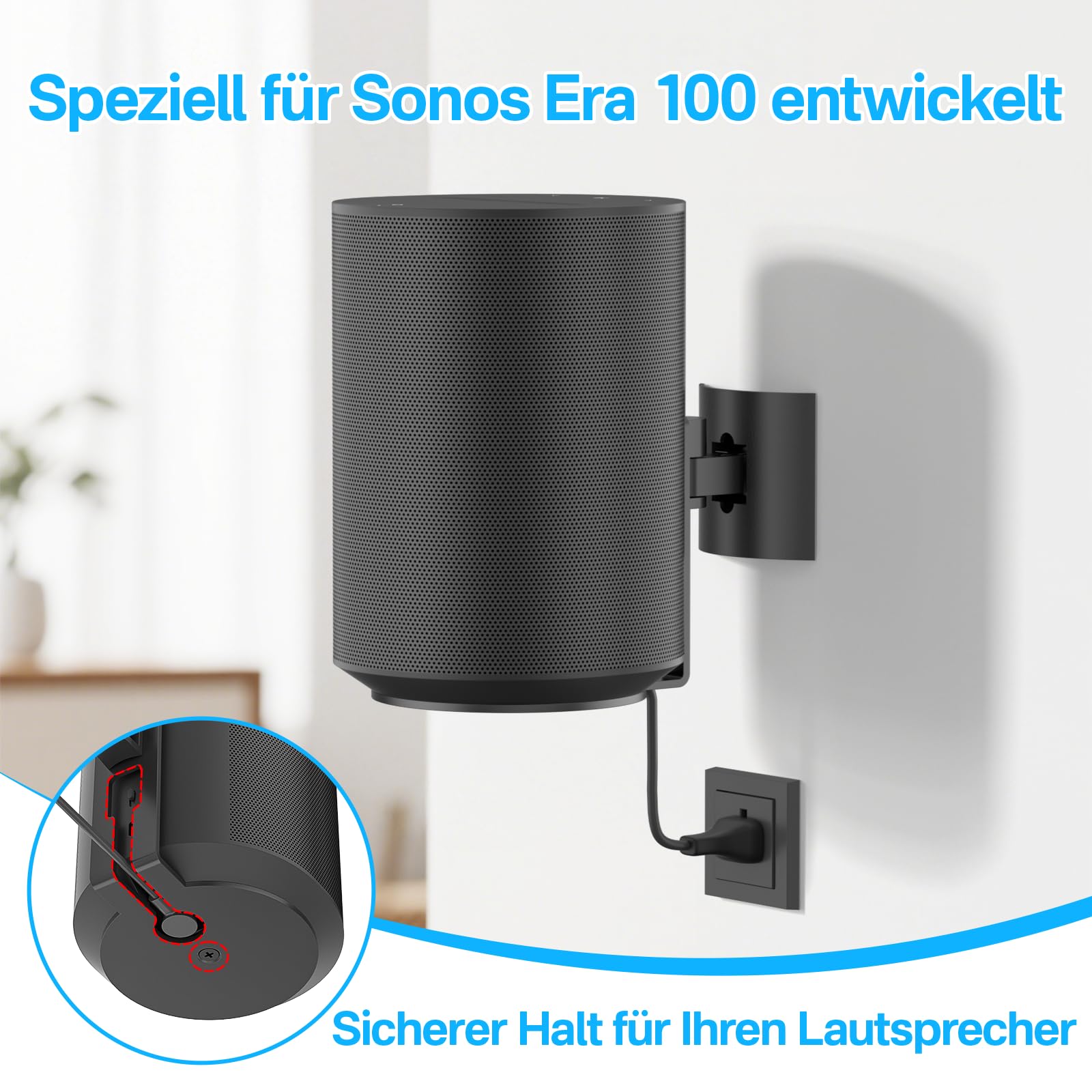 notiela Metalowy uchwyt na głośnik do Sonos Era 100 - regulowany uchwyt sufitowy/szczienny