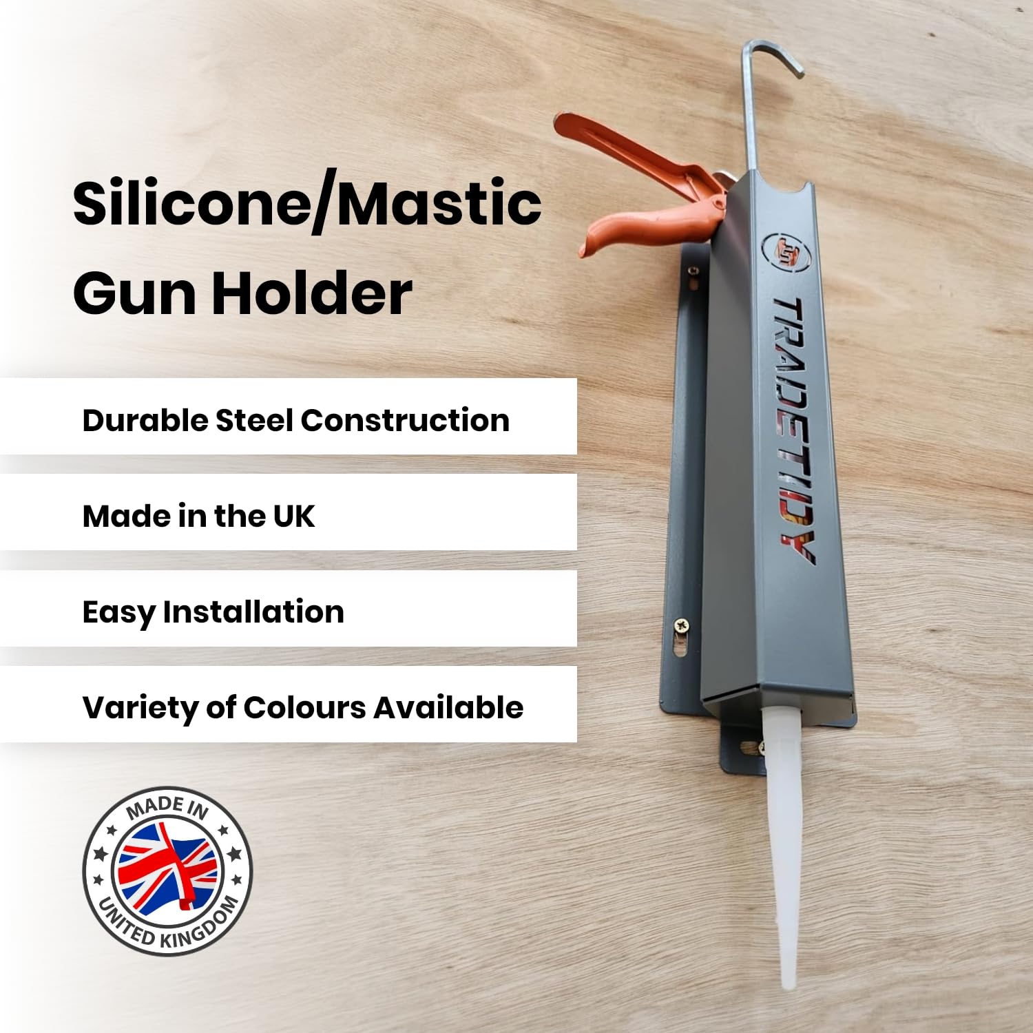 TradeTidy Silicone/Mastic Gun Holder, Accessories for Workshop Van, and Garage Storage, Made from 1.5mm Super Strong Steel - Image 2