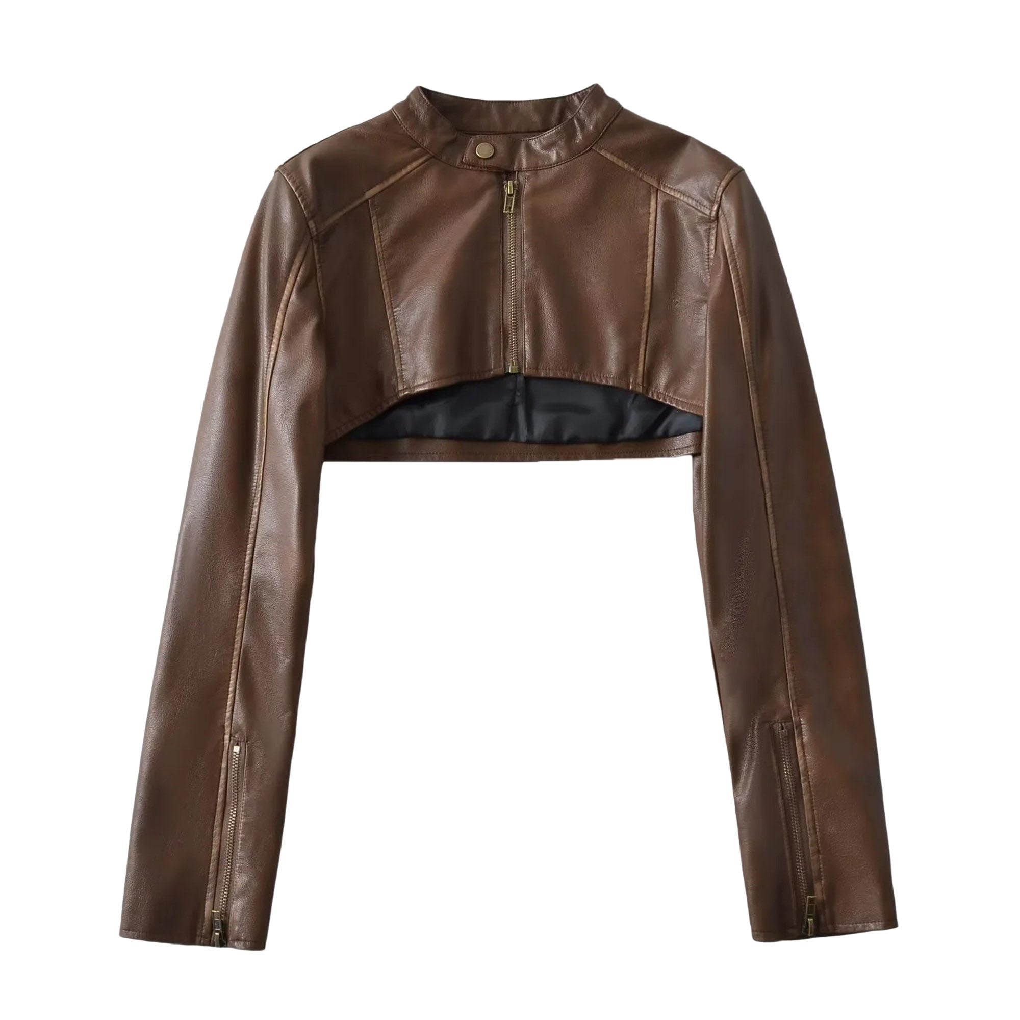 Veste en PU délavé à manches longues pour sorties urbaines - 8
