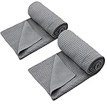 Eunzel 2 Pack Yoga Towel,Hot Yoga Mat Towel with Grip Dots Sweat Absorbent Non-Slip for Hot Yoga, Pilates and Workout 24 x72Dark Grey (2 Pack)