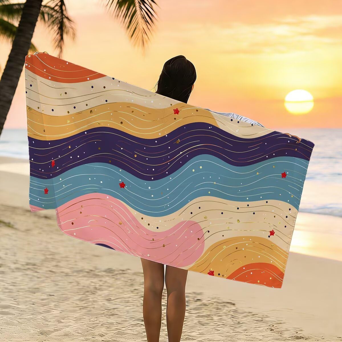 Ręcznik plażowy XXL, 100 x 220 cm, zestaw 2 szt., ręcznik do sauny, ręcznik z mikrofibry, szybkoschnący, sportowy ręcznik do studia fitness, lekki ręcznik kąpielowy, duży, bez piasku, ręcznik plażowy