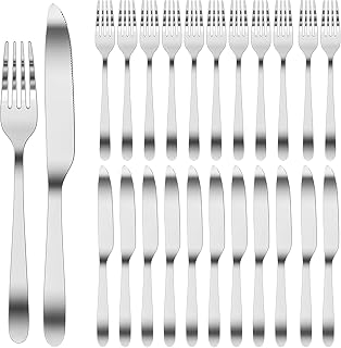 WinGluge Steak Cutlery Set, 24-Piece Table Knives and Table Forks for 12 People, Steak Cutlery Set, Stainless Steel Knives and Forks Cutlery Set, Pizza Cutlery Set, Dishwasher Safe, for Home,