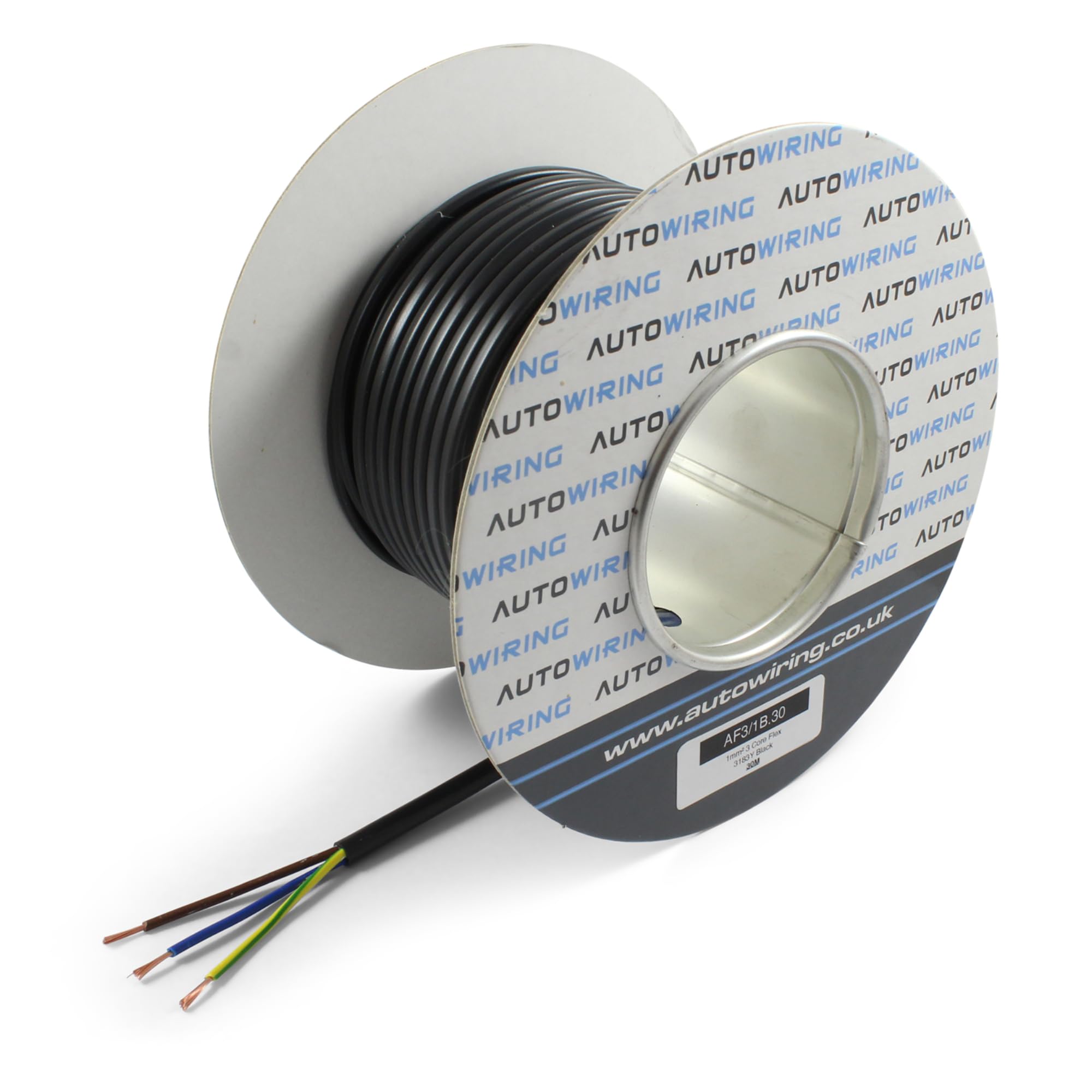 3 Core Flex Black PVC Flexible Cable 1.0mm2 10 Amp 3183Y Wire Mains Round 240V (10M Coil)