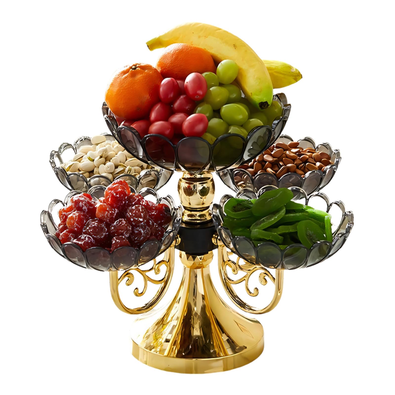 Multiple Tiered Fruit Platters with Smooth Rotation Sturdy Decorative Fruit Display Tray Ideal for Family Gathering Organizers