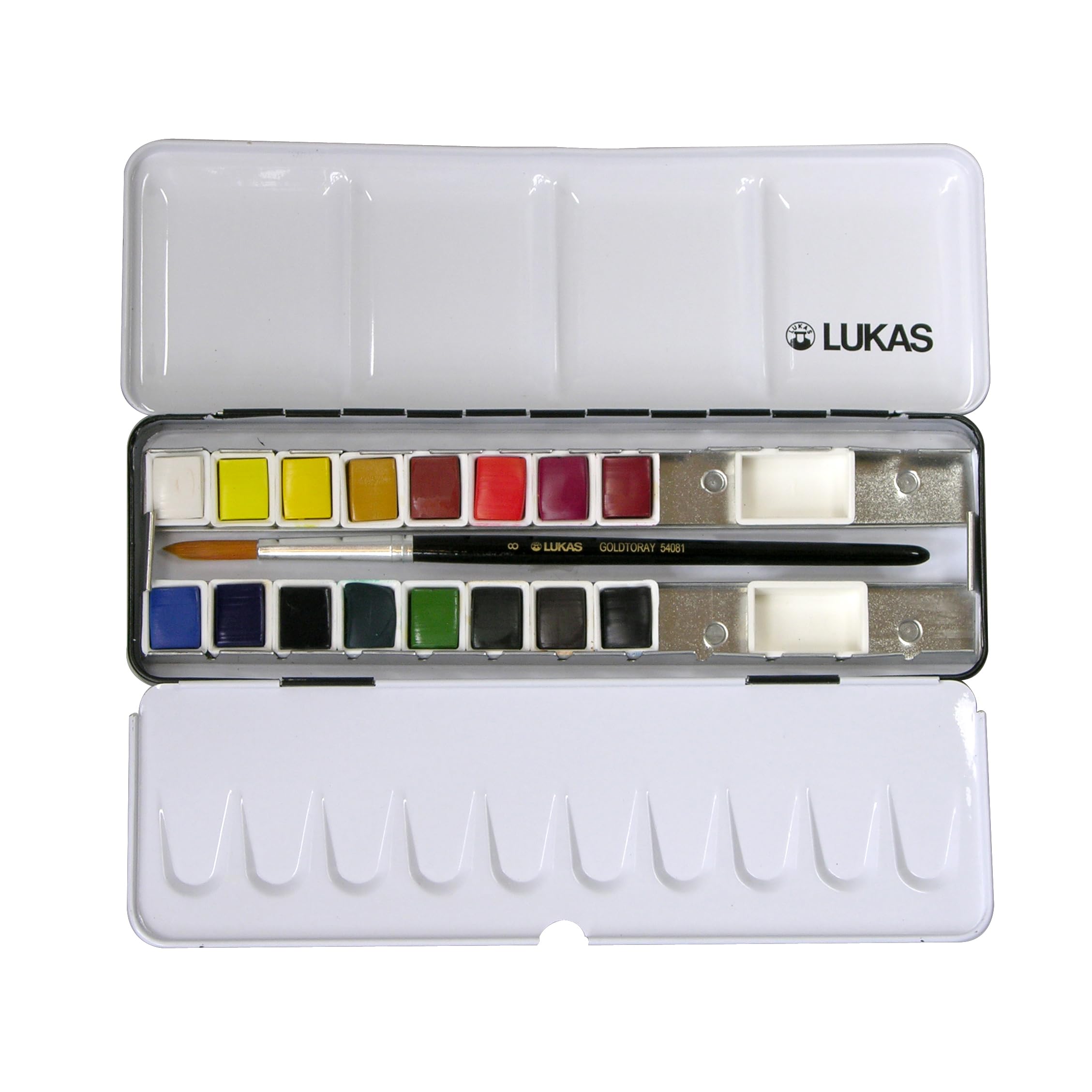 LUKAS Studio Aquarell zestaw 16 półpatelni w różnych kolorach, idealne dla początkujących profesjonalistów i studentów artystów akwarelowych