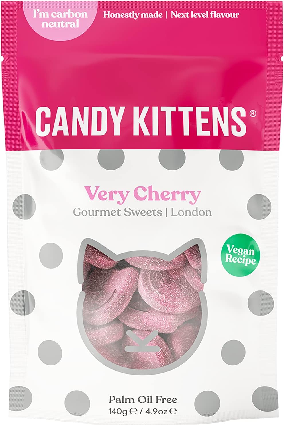 Vegan Sweets Very Cherry – Plant-Based Vegan Treats with Fruity Flavour, No Nasties, Made with Real Fruit Juice – Ideal Snacks for Sweet Hampers & Pick and Mix – 140g Pack of 1