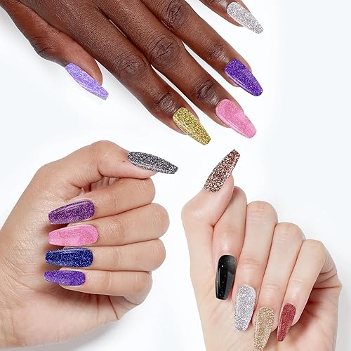 Miniatura 2 de Kit de uñas de poligel con lámpara UV, 12 brillos y 2.3 fl oz, kit de iniciación de gel de uñas de poliéster transparente para extensión de uñas de