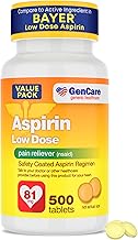 GenCare - Low Dose Aspirin 81mg for Adults Coated (NSAID) 500 Tablets | Adult Low Dose | Enteric Coated Aspirin Pills | Muscle Pain & Menstrual Pain Relief | Fever Reducer | Generic Bayer