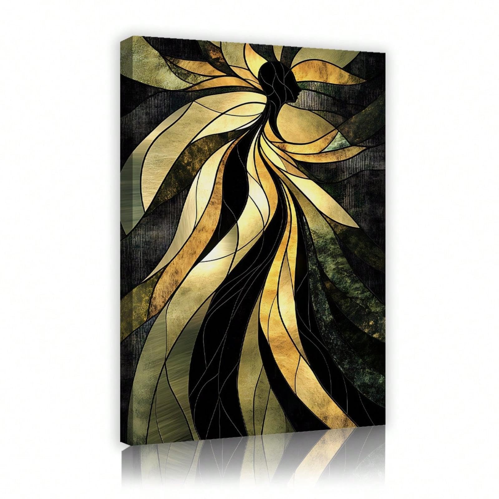 Impression sur toile abstraite or et noir 60x80cm pour salon - 8
