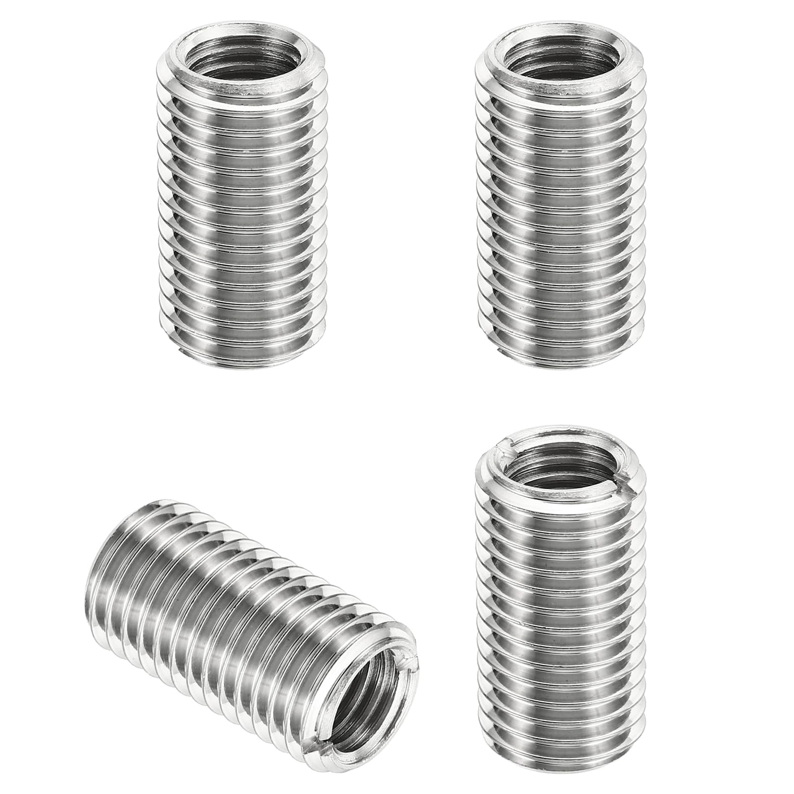 TOP-VIGOR 4 Pcs Thread Adapters Sleeve Reducing Nut, M16 x 2 Male to M12 x 1.75 Female Repairing Insert Nut Screw Reducer 303 Stainless Steel for Metal & Automotive Fixes (30mm Long)