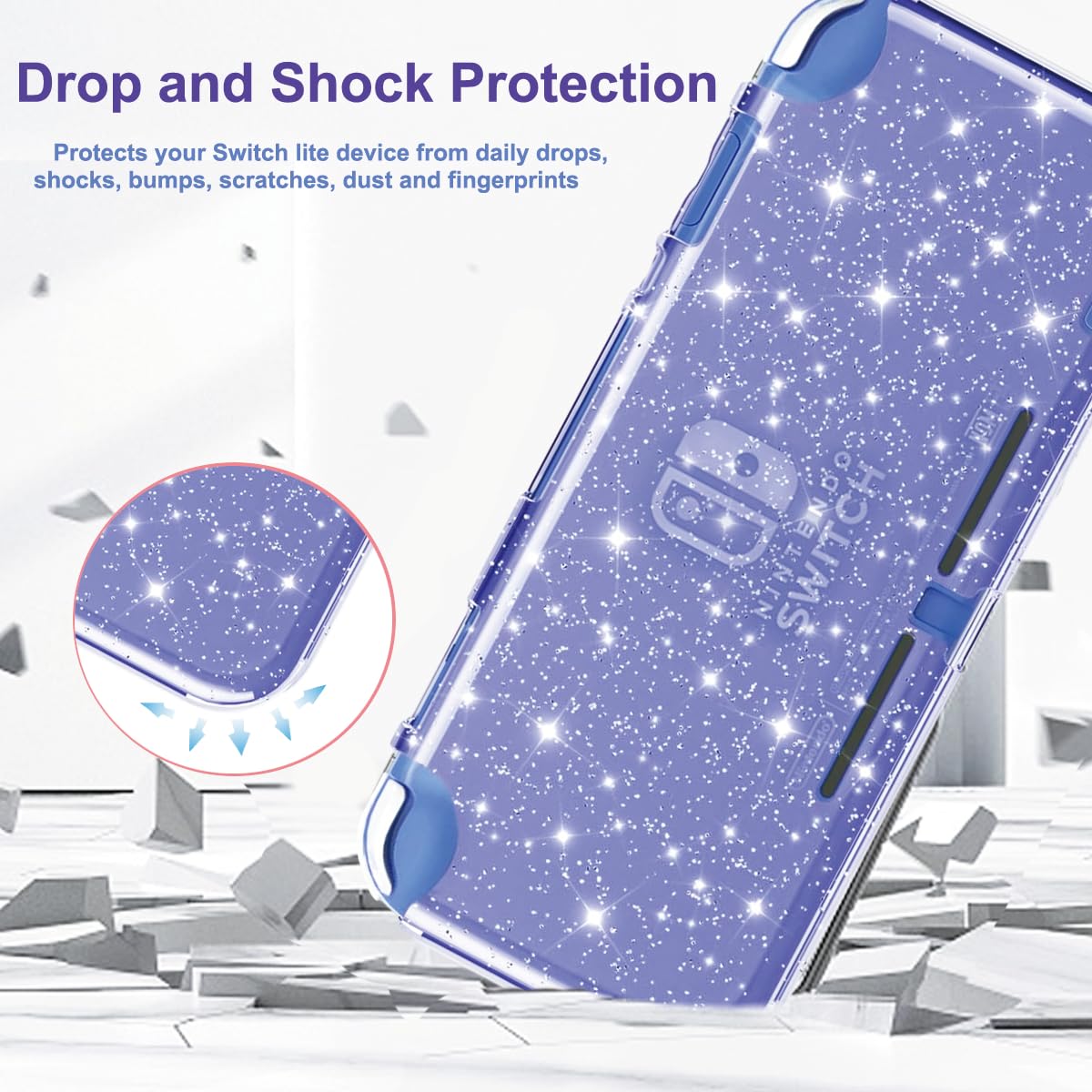 Amazon.co.jp: Switch Lite ケース パープル グリッター、TPU