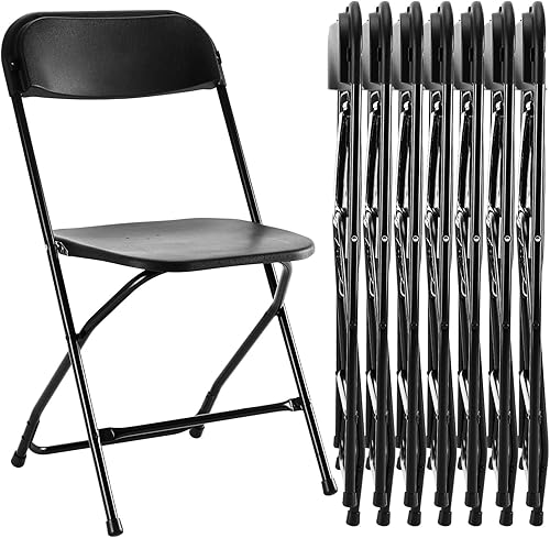Sweetcrispy Paquete de 8 sillas plegables, sillas plegables de plástico con capacidad de 330 libras, silla portátil de metal resistente, fácil de