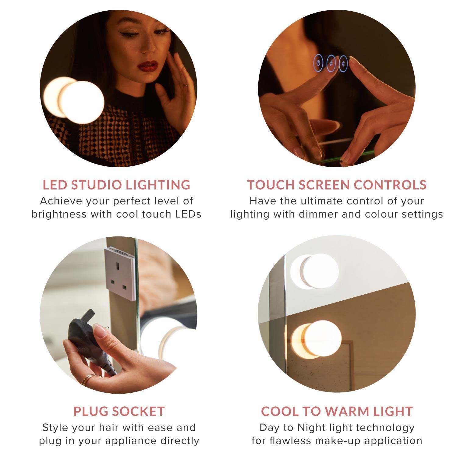 Buy Glamour Mirrors™ Kendall LED Hollywood Mirror Day to Night Colour