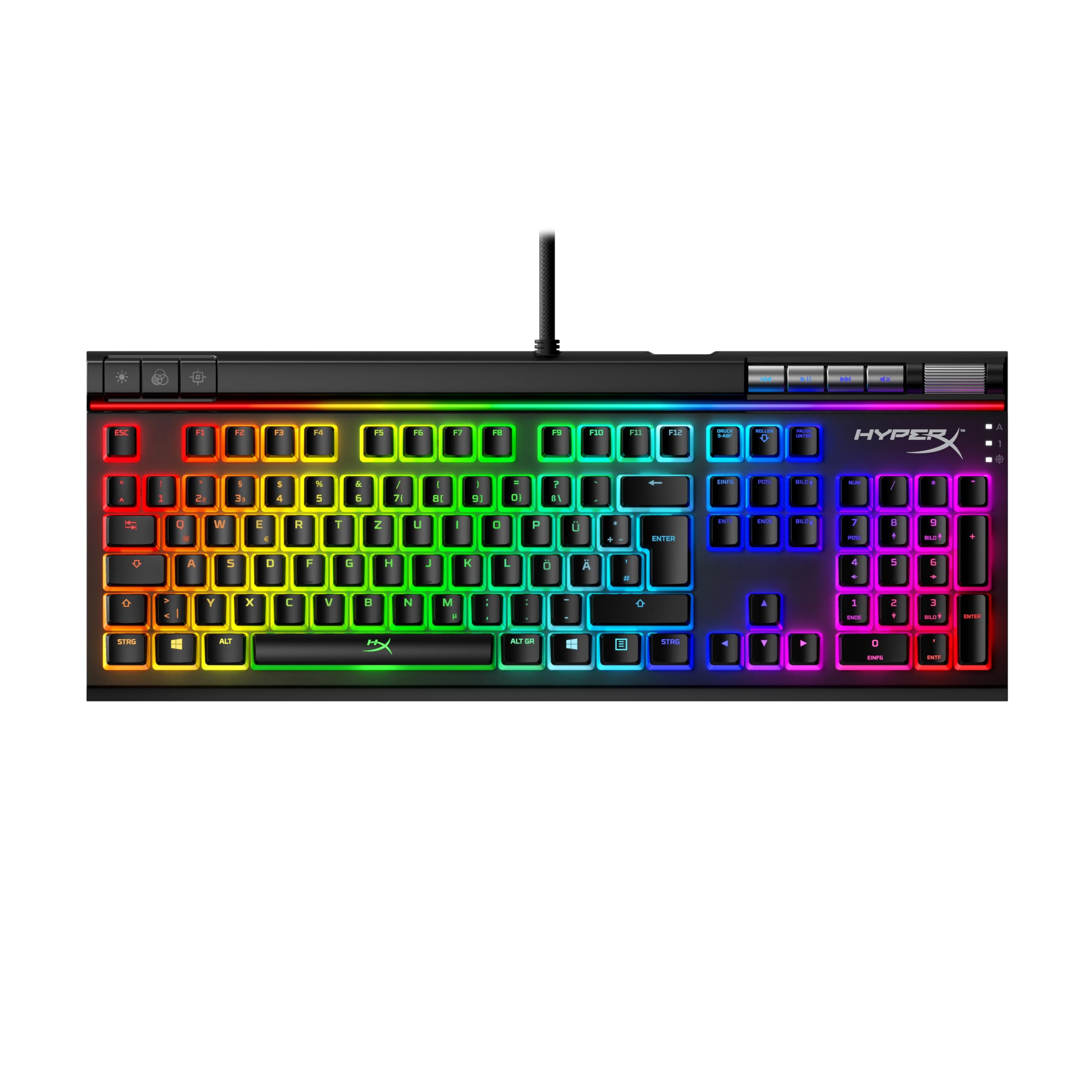 HyperX Alloy Elite 2 – Mechanische Gaming-Tastatur, Software-gesteuerte Beleuchtung und Makroanpassung, ABS Pudding Keycaps, Mediensteuerung, RGB Hintergrundbeleuchtung. Linear Switch, HyperX Red