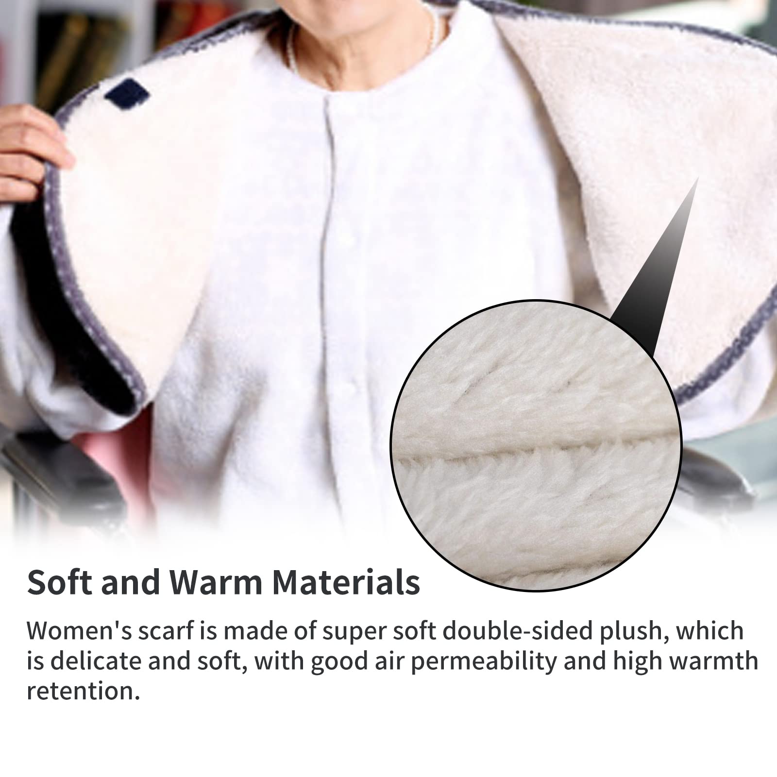 Capa de mantón para hombros cálidos, almohadilla de calor para el cuello lavable Mantilla de hombro de felpa de doble cara para el invierno