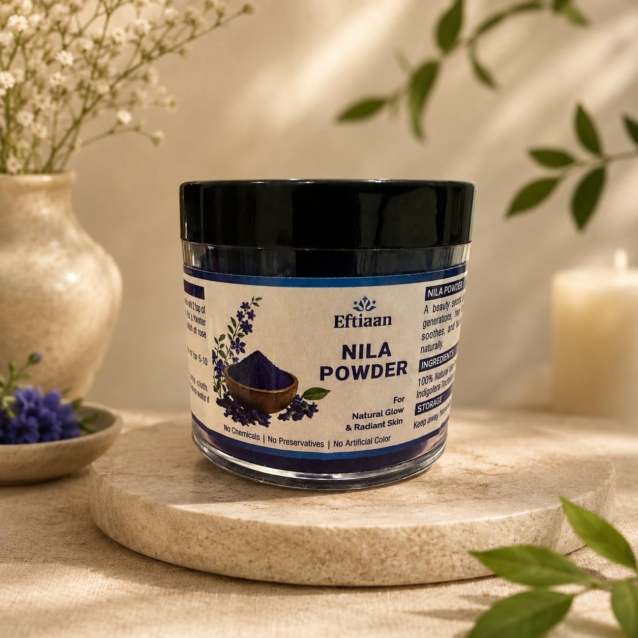 Moroccan Nila Powder for Face & Body Authentic – Natural Blue Tansy Beauty Powder for Brightening, Even Skin Tone & Glow – Traditional Moroccan Skin Care Clay Mask – Fine Powder for DIY Face Masks & Scrubs 100 grams