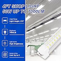 Vista 5 de Luces LED para Taller, Luz LED de 4FT 50W 6500K 7000LM Luz de Día, Luz LED para Garaje, Enlazable Cubierta Transparente Integrada en Forma de V