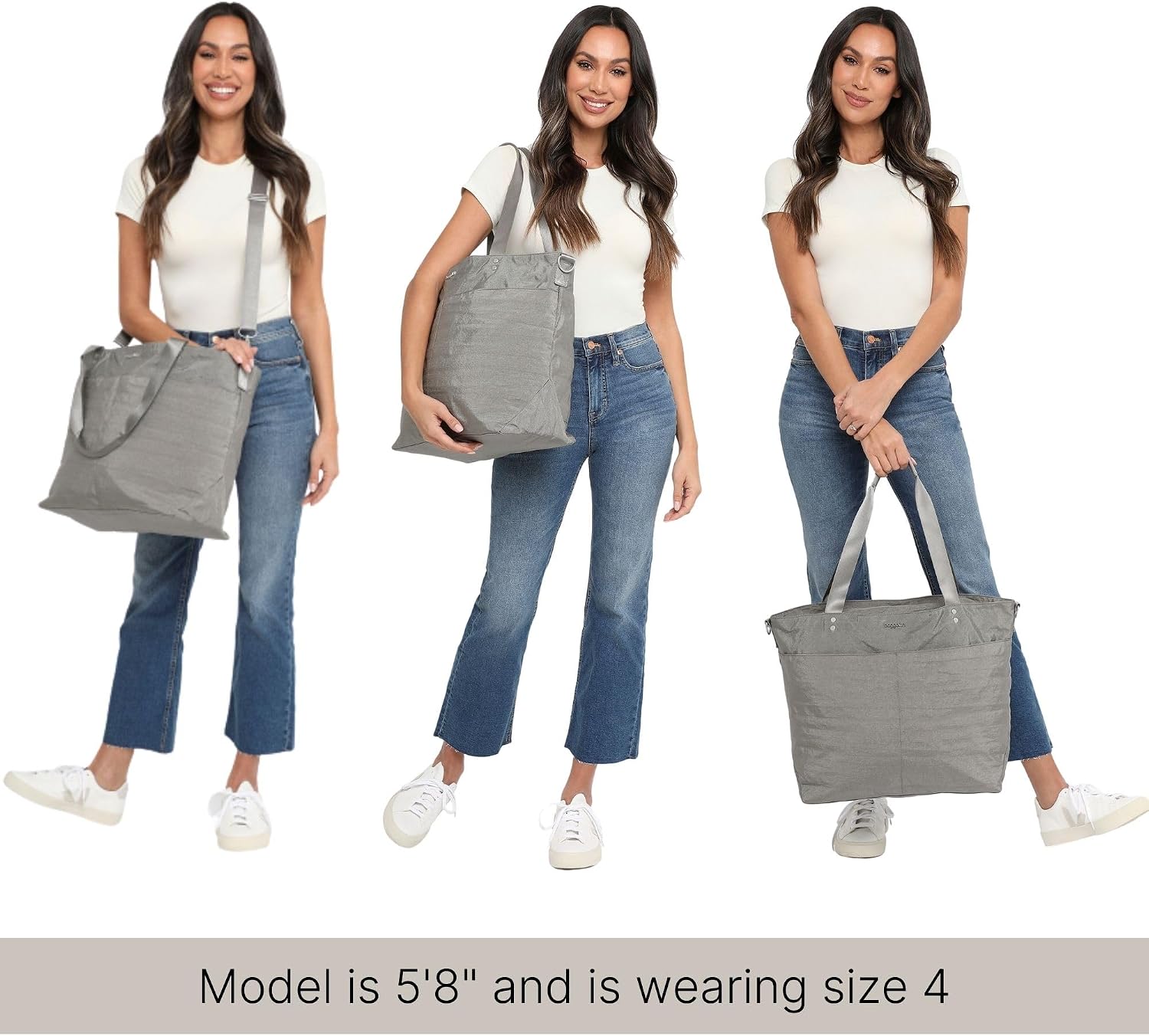 Baggallini Carryall Tote - Lightweight Nylon Zipper Top Weekender Travel Beach Bag w/Luggage Sleeve