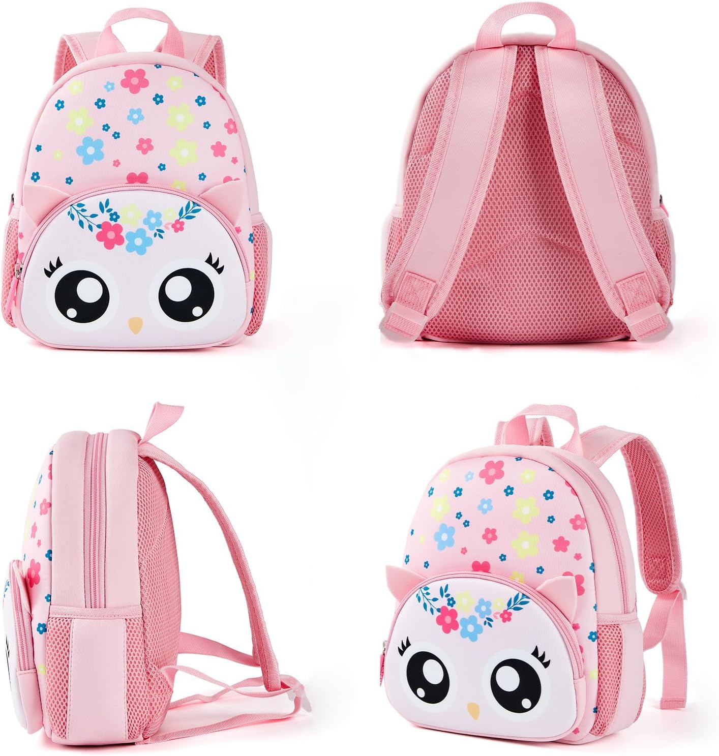 KK CRAFTS Preschool Backpack Toddler Neoprene Animal Schoolbag Lunch backpack for Kids Boys Girls(Floral Owl) - Image 2