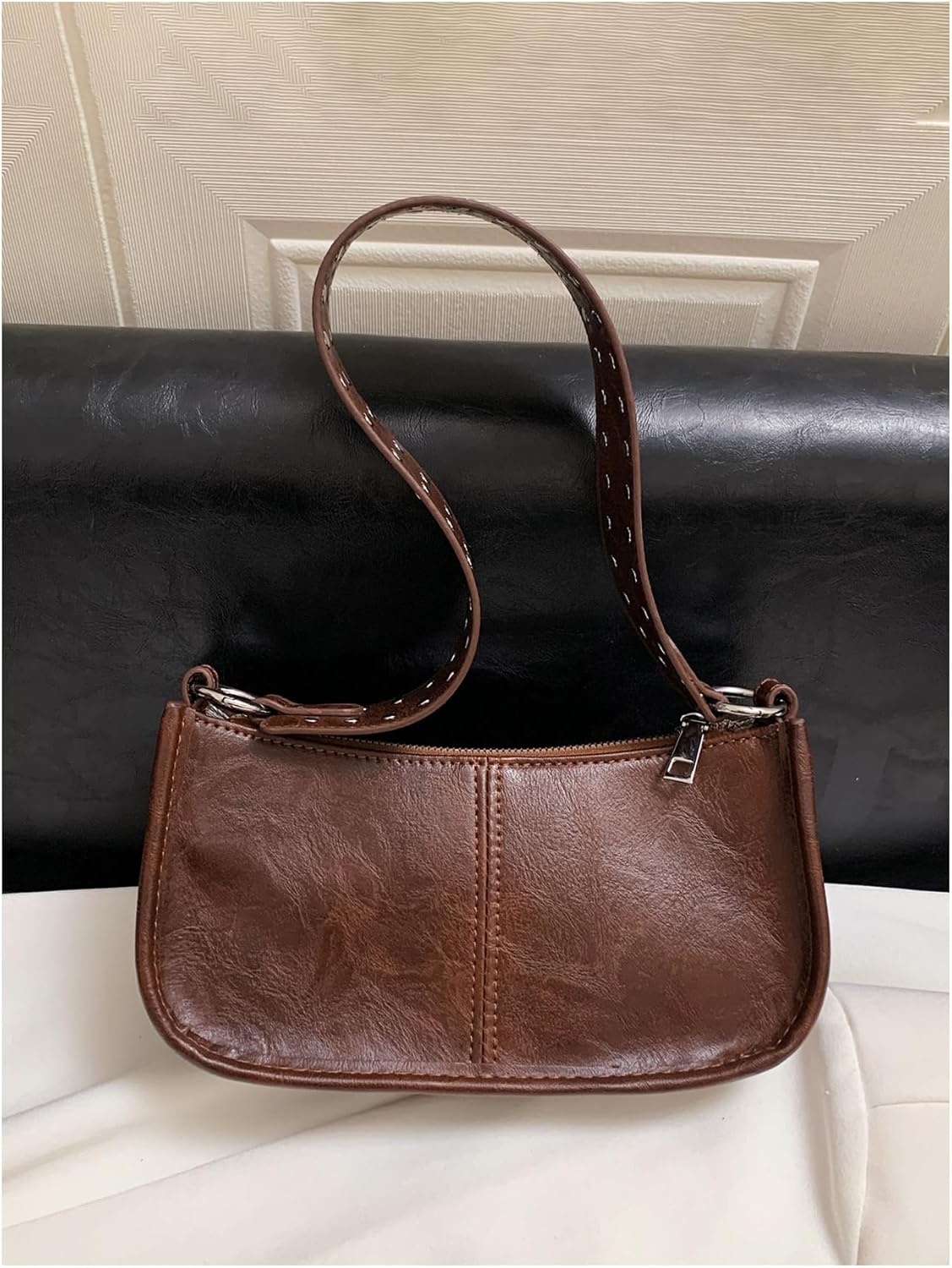 SweatyRocks Women's Studded PU Leather Zipper Shoulder Bag Top Handle Casual Crossbody Bag Y2k Purse | PU Leather, Studded, Zipper, Top Handle, Casual