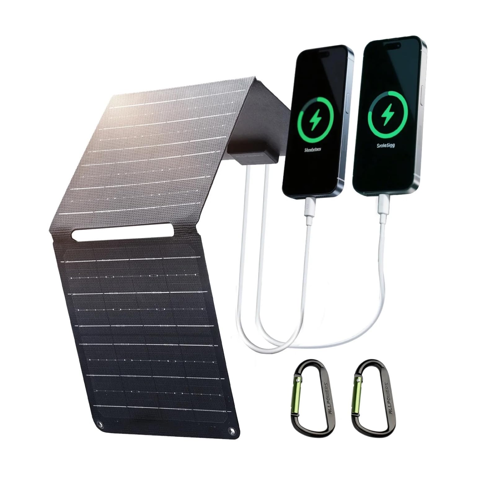 ALLPOWERS SP001 - Caricatore portatile per pannello solare, 21 W, ad alta efficienza, 22-25%, pannello solare pieghevole per campeggio, camper, casa e uso esterno, con doppia uscita USB (SP001-21W