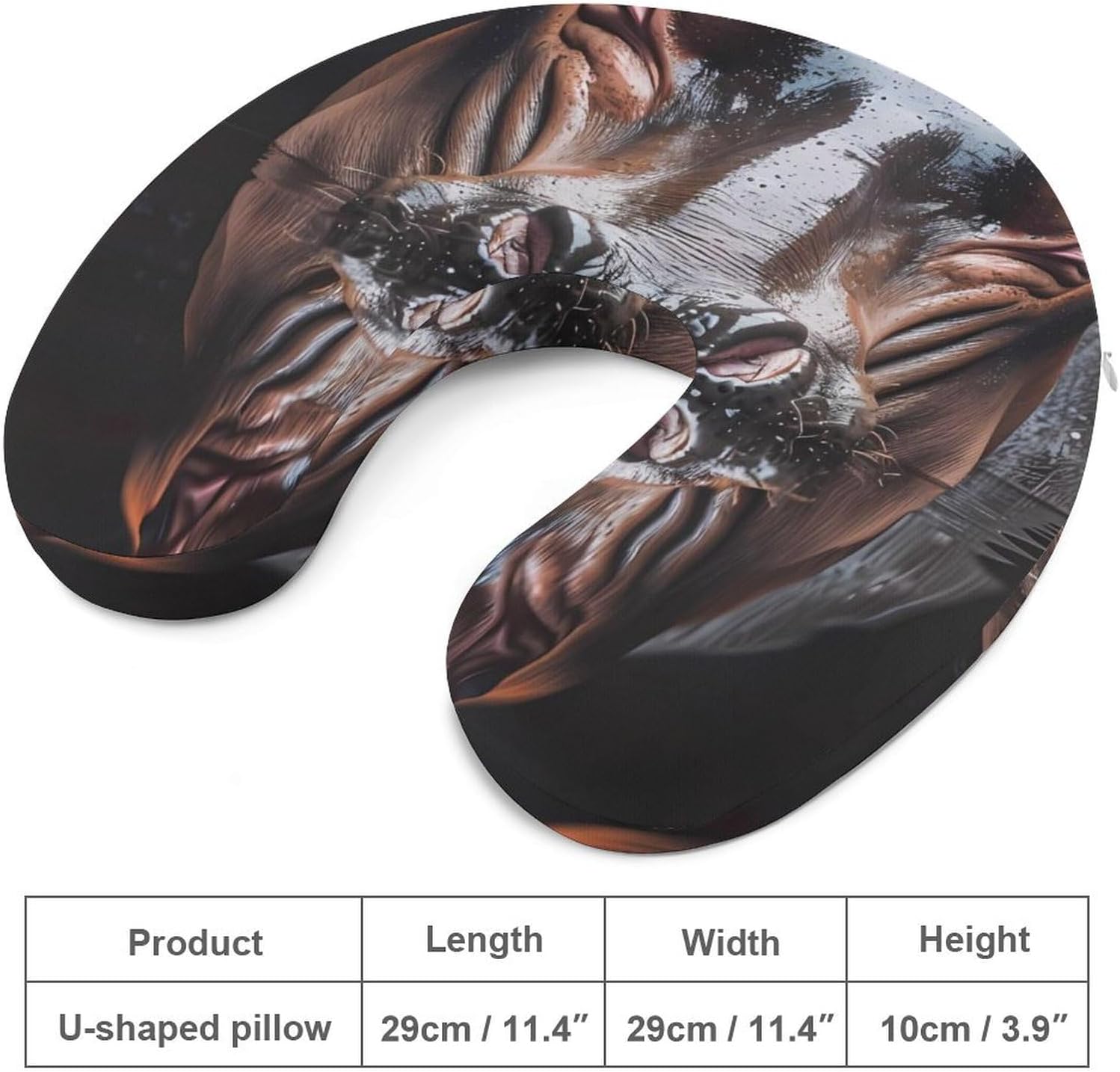 Hippo in The Water Funny Travel Pillow U Shaped Memory Foam Neck Pillows Portable for Flight Car Home Office