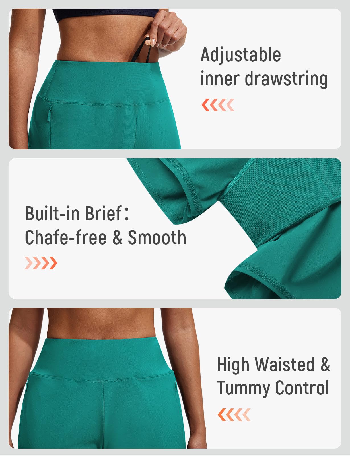 baleaf Shorts de Bain Femme 10 cm (4") - Haut de Hanche, UPF50+, à Séchage Rapide, Anti-UV avec Poches