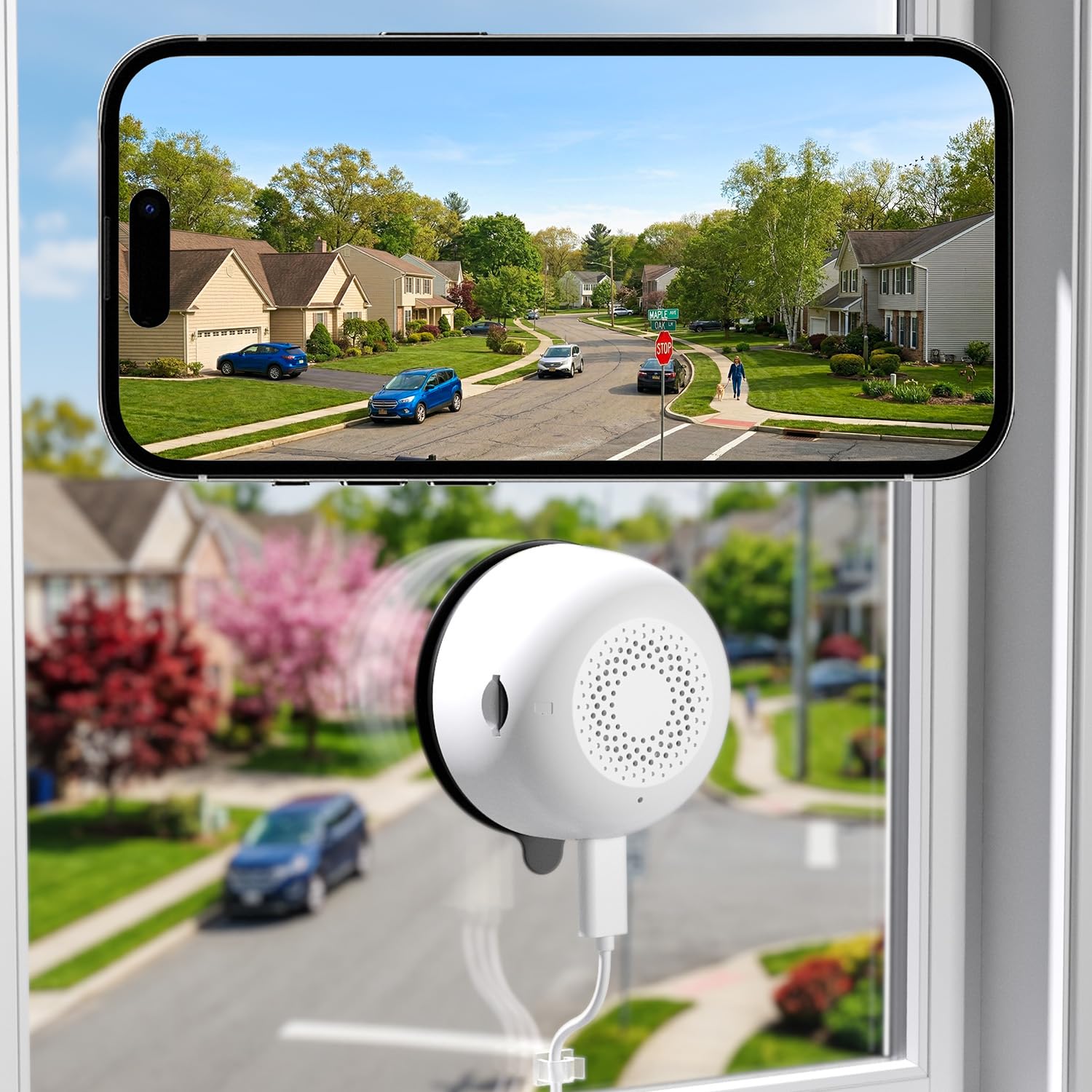3MP Indoor Window Camera, 5G & 2.4GHz WiFi Indoor Camera for Home Security with AI Color Night Vision, People/Motion Detection, 24/7 Recording, Easy & Quick Window Mount for Looking Outside